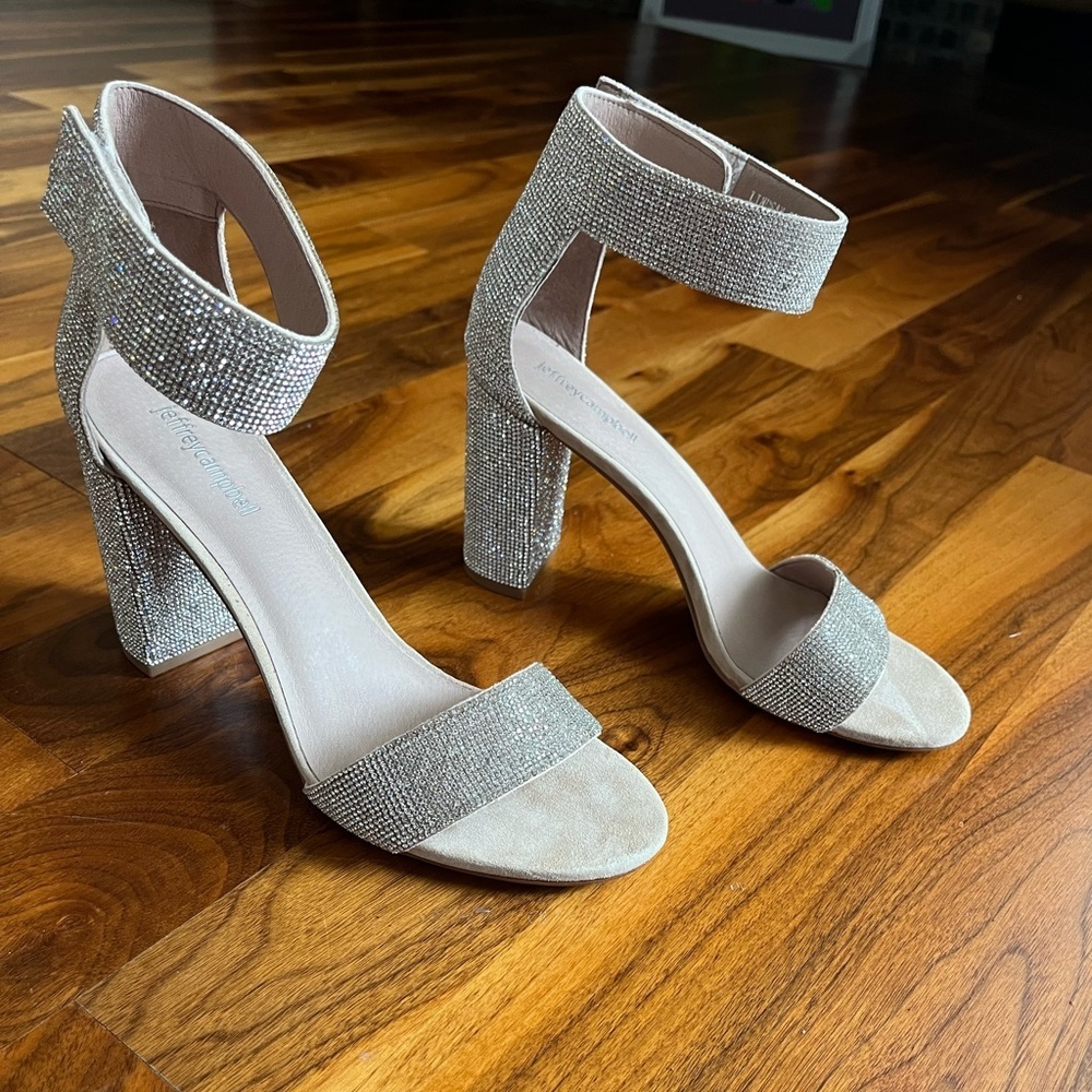 Jeffrey Campbell Lindsay Heel - Sparkle Nude Champagne, NEW